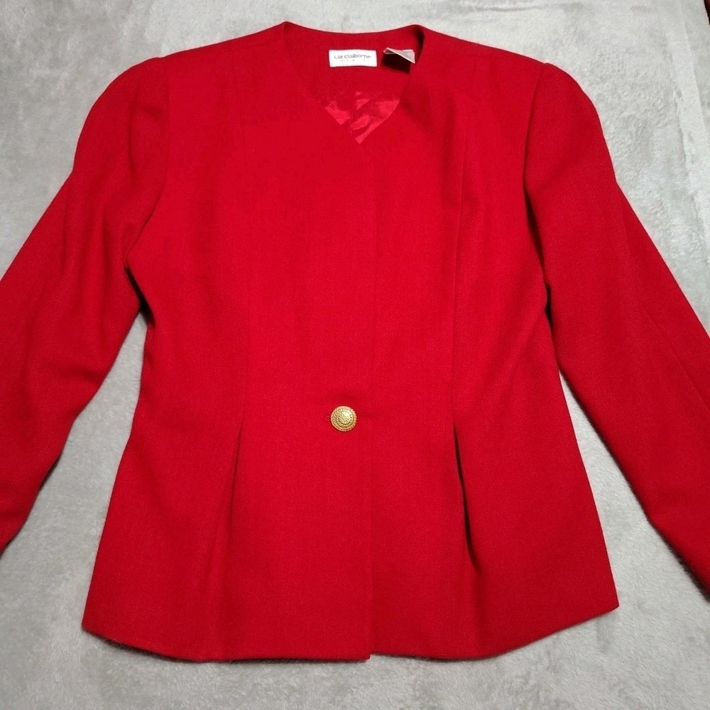 Liz Claiborne Skirt/Jacket Suit Ladies 10 Red ‎ Professional Holiday Christmas